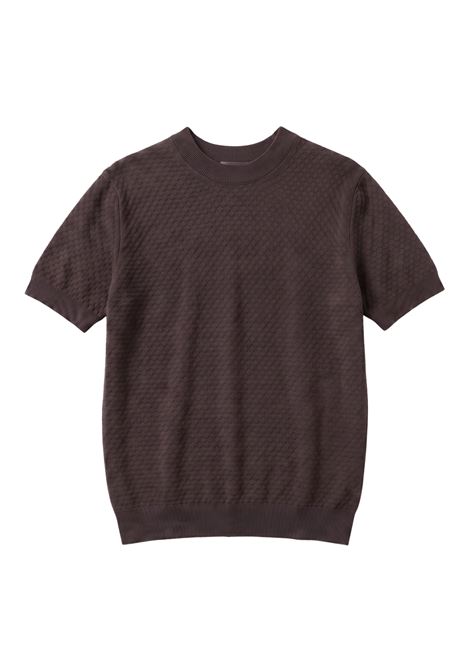 Paolo Pecora Milano Men's Jacquard Knit Cotton T-Shirt - Anthracite Brown PAOLO PECORA |  | A047 F1002345